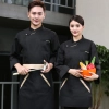 2025   Europe design zipper no button bread house baker cooking student  coat  chef jacket uniform on sales Color Black