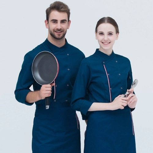 2025   Europe design zipper no button bread house baker cooking student  coat  chef jacket uniform on sales