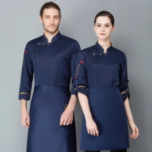 2025   Europe Style casual   star  printing bread house baker cook  coat  chef jacket uniform on sales
