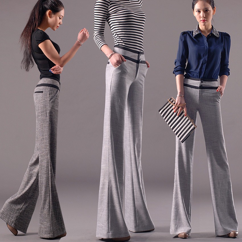 comfortable breathable linen fabric flare pant for women