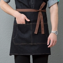 2025 black denim pocket chef apron short apron with pocket  apron for bar waiter
