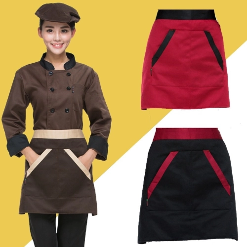 2025 double pocket tiny apron short apron  cafe staff apron for  pub waiter