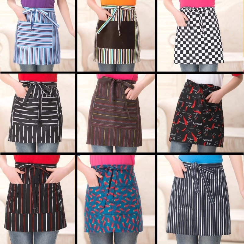 2025 stripes  tiny apron short apron  cafe staff apron for  waiter