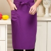 2025 knee length  apron solid color  cafe staff apron for  waiter chef with pocket Color color 2