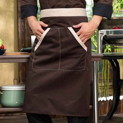 2025 knee length  apron solid color  cafe staff apron for  waiter chef with pocket