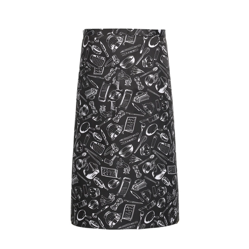 2025 knee length stripes apron cafe staff apron for waiter chef with pocket