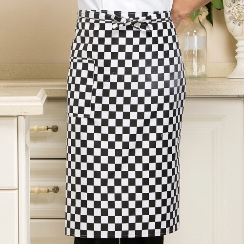 2025 knee length checker printing  cafe staff apron for  waiter chef apron wholesale