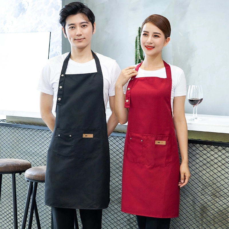 2025 fashion good fabric solid color cafe staff halter apron long apron