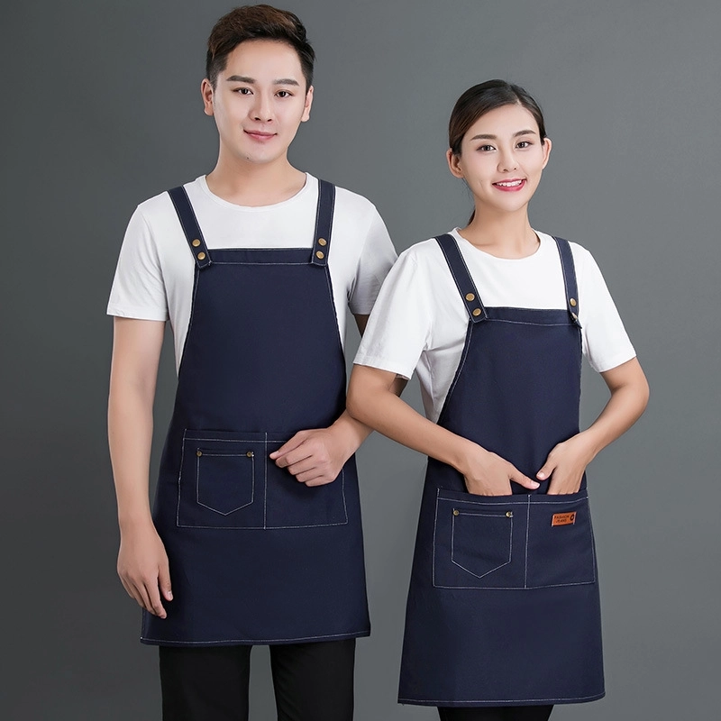 2025 fashion high quality Europe desgin denim pub waiter apron cafe halter apron long apron