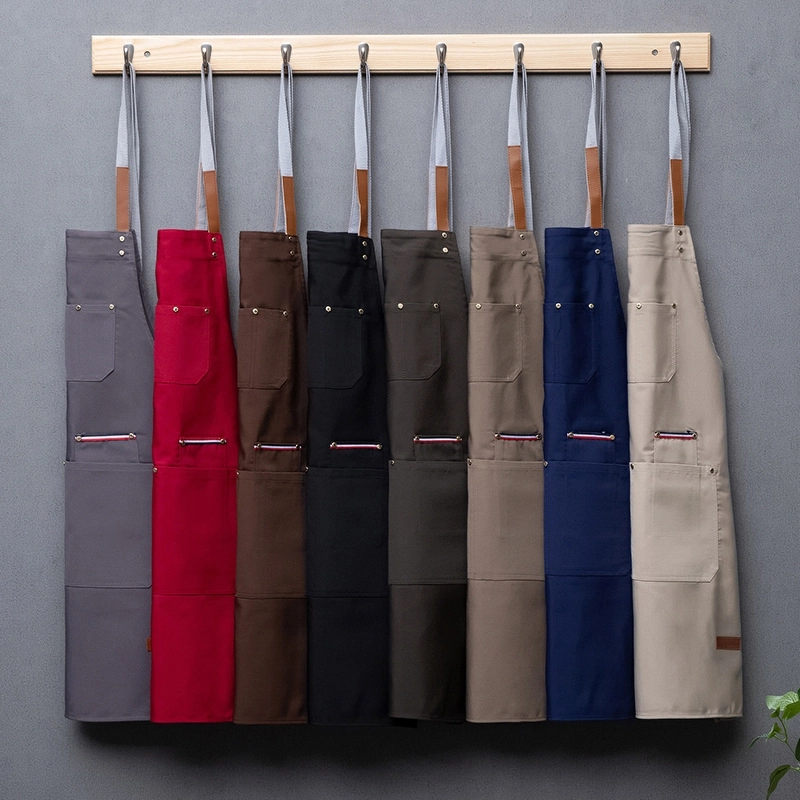 2025 high quality Europe new desgin wine color pub waiter apron cafe halter apron long apron