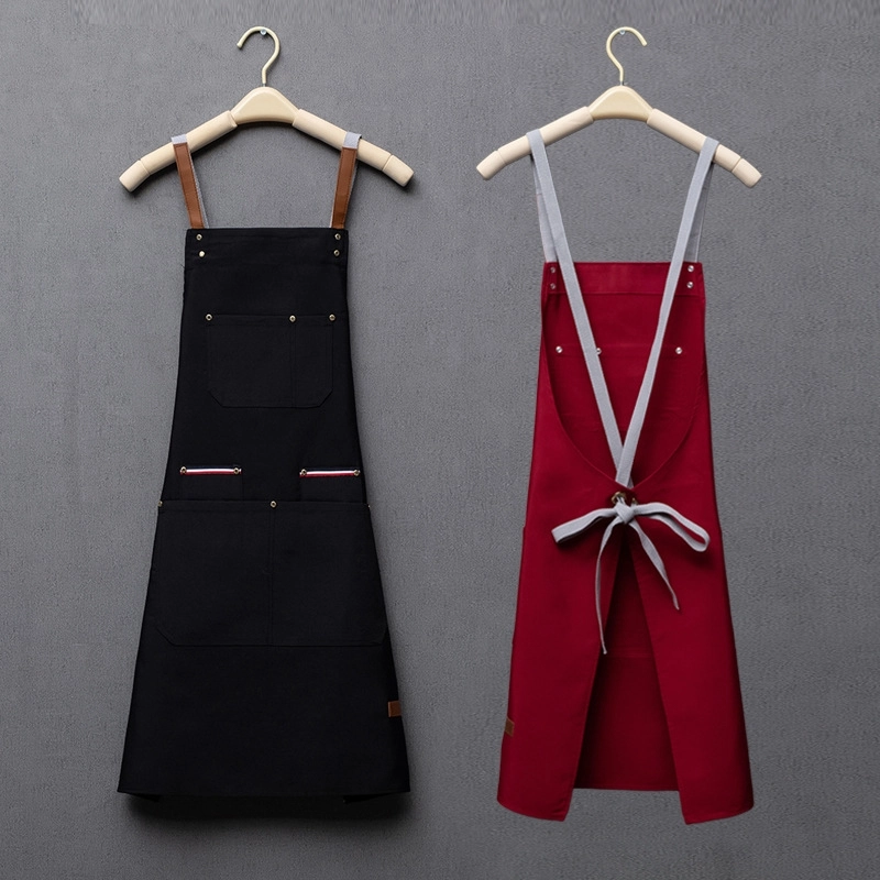 2025 high quality Europe new desgin H style pub waiter apron cafe halter apron long apron