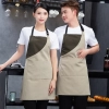 2022 hot sale  Europe new desgin patchwork dessert store staff apron with pocket  waiter apron cafe halter apron long apron