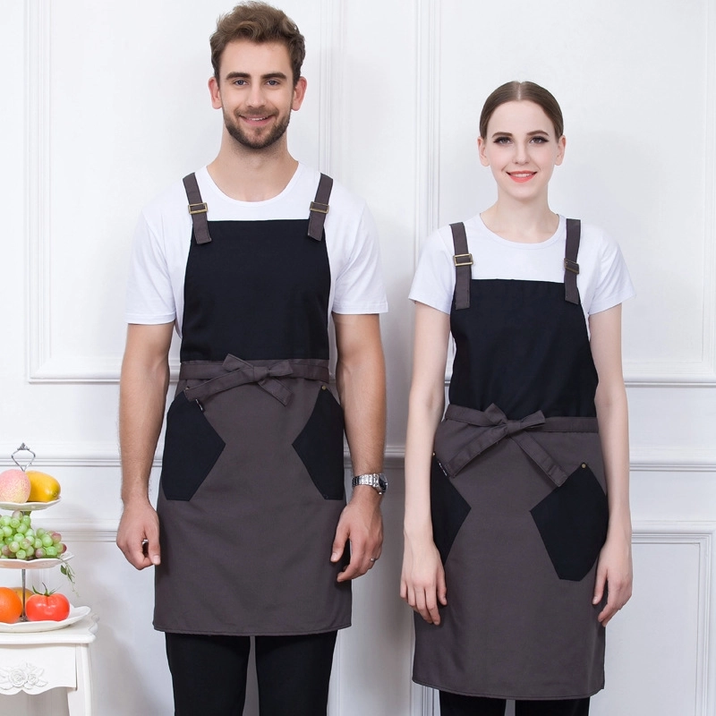2025 denim  dessert store staff apron large pocket waiter apron fresh store halter apron