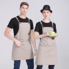 2025 blue denim super market staff apron waiter apron fresh store halter apron both for women and men