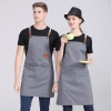 2022 deep blue denim super market staff   fresh store halter apron  long apron Color color 3