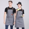 2025 blue denim super market staff apron waiter apron fresh store halter apron both for women and men