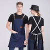 2022 blue denim super market staff apron waiter apron fresh store halter apron both for women and men