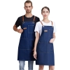 2022 blue denim super market staff apron waiter apron fresh store halter apron both for women and men