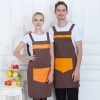 2022 hot sale apron super market staff  fresh vegetable store patchwork halter apron work apron Color color 2