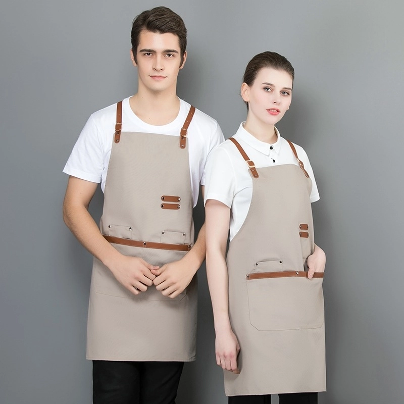 2025 europe style canvas long halter apron super market  fresh vegetable store halter  apron