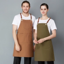 2022 europe style canvas long halter apron super market vegetable store halter  apron pub apron