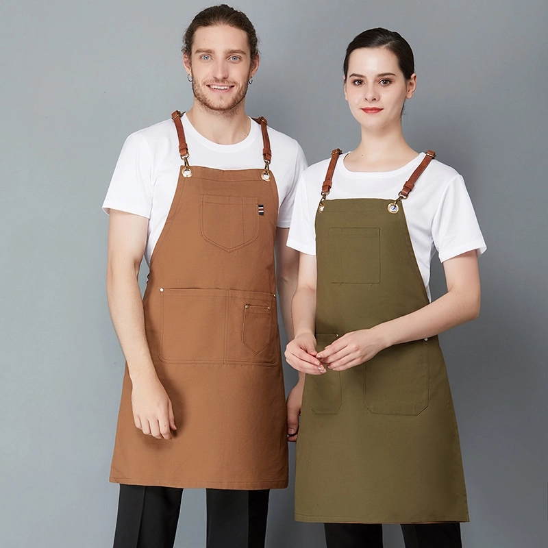 2025 europe style canvas long halter apron super market vegetable store halter apron pub apron