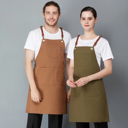 2025 europe style canvas long halter apron super market vegetable store halter  apron pub apron