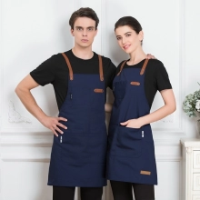 2022 France style canvas long halter apron super market vegetable store  pub apron