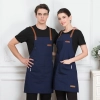 2022 France style canvas long halter apron super market vegetable store  pub apron Color color 1