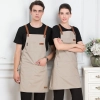 2022 France style canvas long halter apron super market vegetable store  pub apron Color color 2