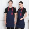 2025 English style dual pocket long   apron super market vegetable store denim  pub apron