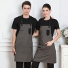 2025 English style dual pocket long   apron super market vegetable store denim  pub apron