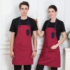 2025 English style dual pocket long   apron super market vegetable store denim  pub apron