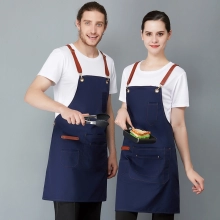 2022 English style dual pocket long   apron super market vegetable store denim  pub apron