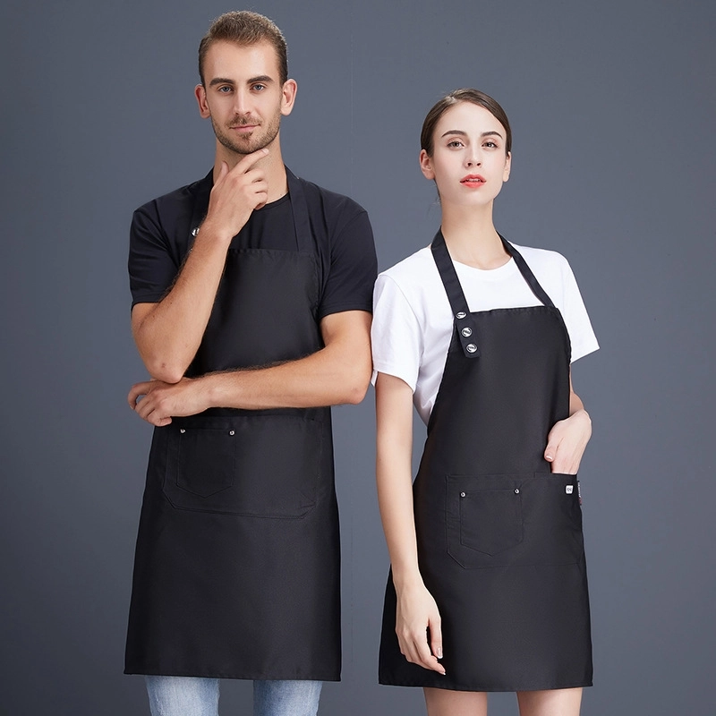 2025 water proof pocket long halter apron super market vegetable store milk tea store pub apron