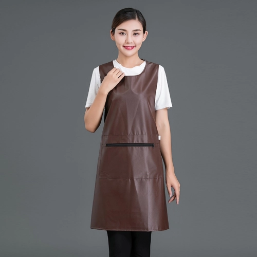 2025 PU leather  halter apron super market vegetable store milk tea apron
