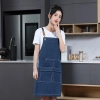 2025 upgrade Europe design canvas  fabric baker apron waiter apron household long apron Color color 3