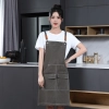 2025 upgrade Europe design canvas  fabric baker apron waiter apron household long apron Color color 4