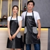 2025 pu leather fashion pure color halter apron kitchen apron