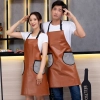 2025 pu leather fashion pure color halter apron kitchen apron
