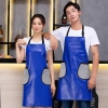 2022 pu leather fashion pure color halter apron kitchen apron