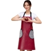 2025 pu leather fashion pure color halter apron kitchen apron