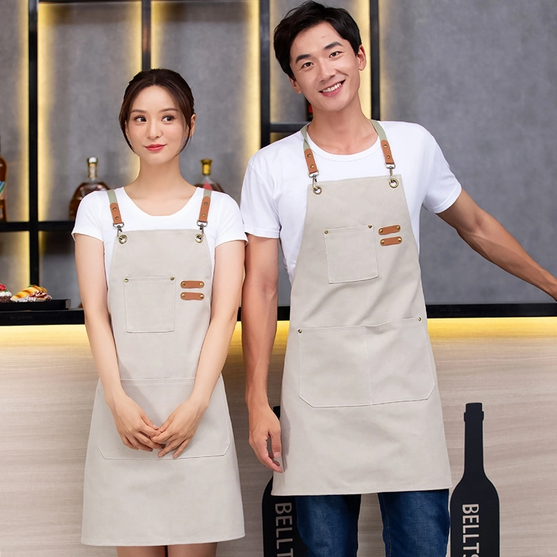 2025 fashion denim young halter apron kitchen water proof apron uniform