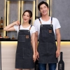 2025 fashion denim young  halter apron kitchen water proof apron uniform Color color 4