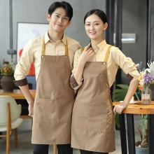 2025 fashion upgraded black denim young  halter apron kitchen water proof apron uniform
