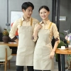 2025 fashion upgraded black denim young  halter apron kitchen water proof apron uniform Color color 3