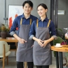 2022 fashion upgraded black denim young  halter apron kitchen water proof apron uniform Color color 2