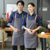 2025 fashion upgraded black denim young  halter apron kitchen water proof apron uniform Color color 2