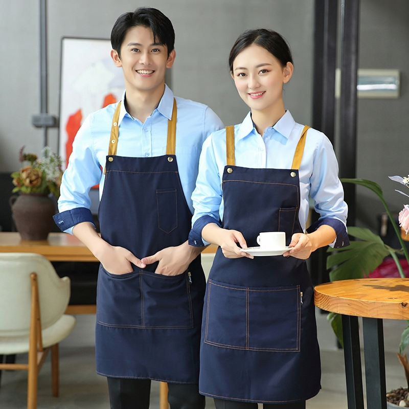 Professional Water-Resistant Black Denim Bib Apron - Adjustable Heavy-Duty Utility Uniform for Chefs, Baristas & Crafters