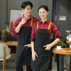 2025 fashion upgraded black denim young  halter apron kitchen water proof apron uniform
